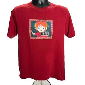 UNIQLO Gintama Pixel Art Kagura Red T-Shirt 8-bit pixel art design Small Anime